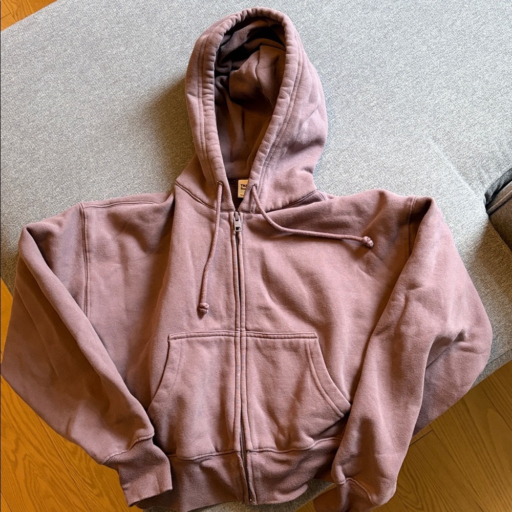 TNA cozy sweat fleece boxy boyfriend zip hoodie